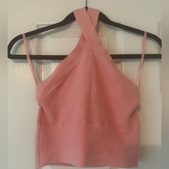 Abercrombie & Fitch Pink Ribbed Ottoman Halter Tank M - Picture 5 of 6